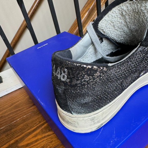 PP48 Jack Fujy Low Top Black Suede & Metallic "Hand -Distressed"Size 8 - Picture 11 of 16